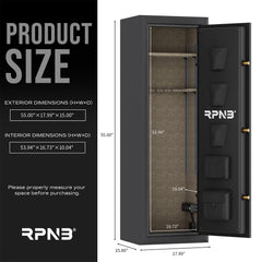 RPNB: 10 Gun Fireproof Biometric Digital Safe for Pistols and Rifles, Black RPFS10-B